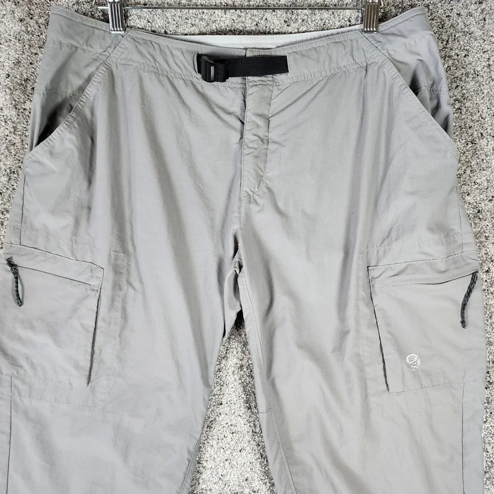 Mountain Hardwear Hiking Pants Womens 14 Gray Cargo Belted Outdoor Excellent
